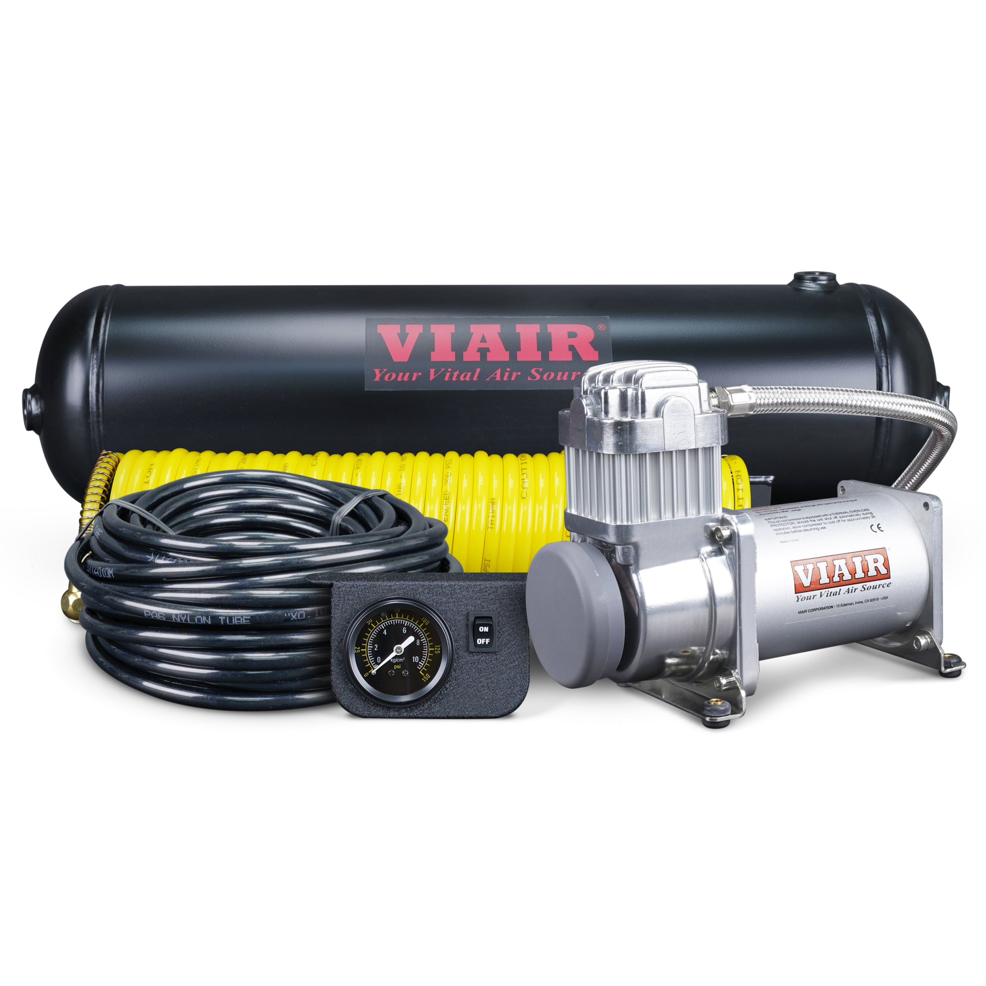 Viair, Medium Duty Onboard Air System, Horsepower 0.25 HP, Air Tank Size 2.5 Gal, Volts 12 Model# 10003
